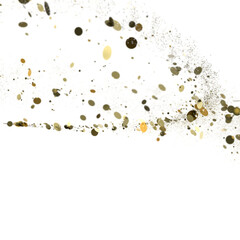 confetti png. Gold confetti falls from the sky.