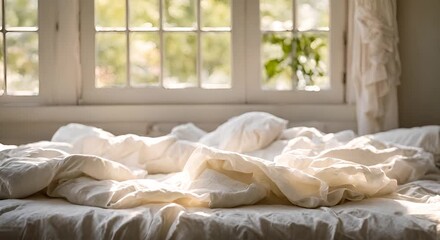 Morning's Embrace: A Bed Adorned with Light