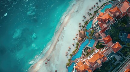 Aerial View of a Resort on a Pristine Beach
