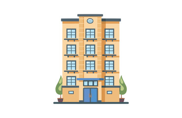 Colorful hotel icon isolated on white background.