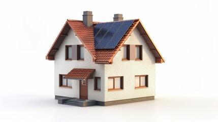 House with photovoltaic or solar panels isolated 