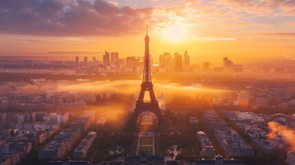 Obraz premium Eiffel Tower Sunrise Over Paris