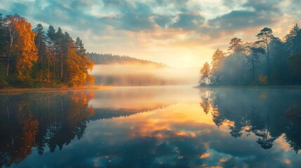 Misty Lake Sunrise