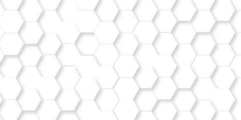 Fototapeta premium Abstract white 3d hexagon light creative digital concept vector surface grid hexagonal tile and mosaic background. vector illustration geometry science and technology cover web white honeycomb texture