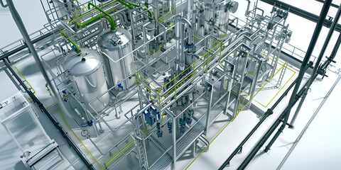 Obraz premium Advanced Industrial Facility with Cutting-Edge Machinery, Complex High-Tech Manufacturing Plant