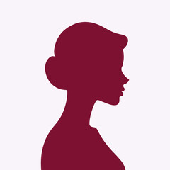 Hand drawn woman head silhouette vector illustration