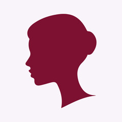 Woman head silhouette, face profile silhouette vector