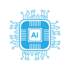 AI, artificial intelligence. Vector illustration of AI in the form of a chip with editable and color-changeable technological lines.