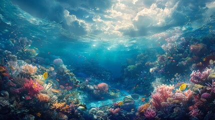 Naklejka premium Underwater Paradise: Vibrant Coral Reef