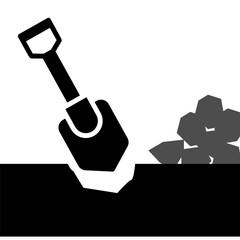 Illustration vector of a hoe and soil or stone, indicating that there is excavation.