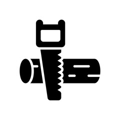 Vector illustration of a saw and wood, a symbol for cutting or wood cutting.