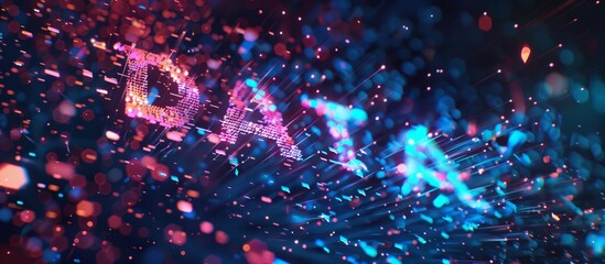 Digital big data computer technology screen visualization background showing a matrix of the flow and formation of data code information. Generative AI