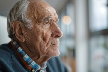 Gentleman in Profile Engaged in Nostalgic Stamp Collecting, Retirement Hobby