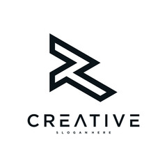 Creative abstract initial letter R logo design. Preamium Vector