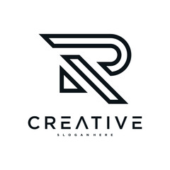 Creative abstract initial letter R logo design. Preamium Vector
