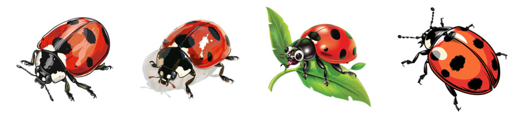 Four Ladybugs in Different Poses