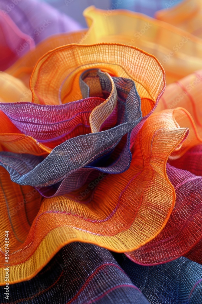 Aufkleber a close-up of colorful fabric with a textured pattern. ai.