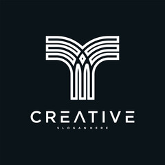 Creative abstract initial letter T logo design. Preamium Vector