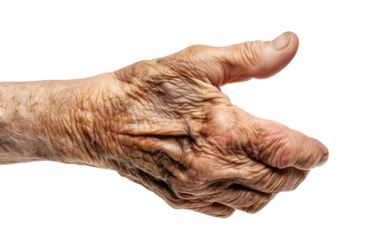 Hand of an old man isolated on transparent background