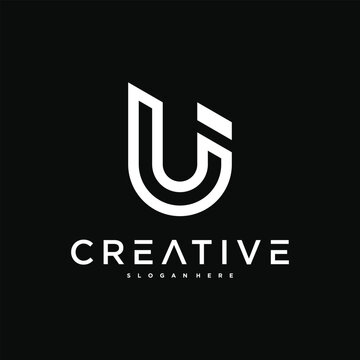 Creative abstract initial letter U logo design. Preamium Vector