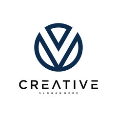 Creative abstract initial letter V logo design. Preamium Vector