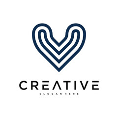 Creative abstract initial letter V logo design. Preamium Vector