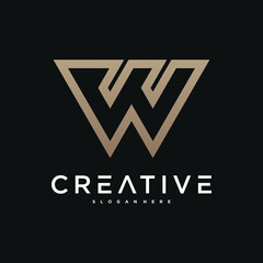 Creative abstract initial letter W logo design. Preamium Vector