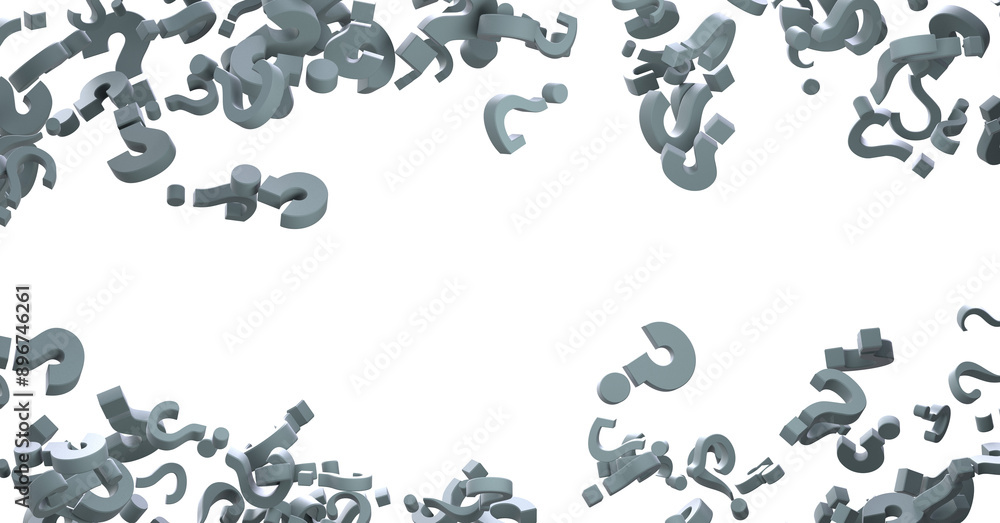Poster colored question marks background concept. 3D Rendering.