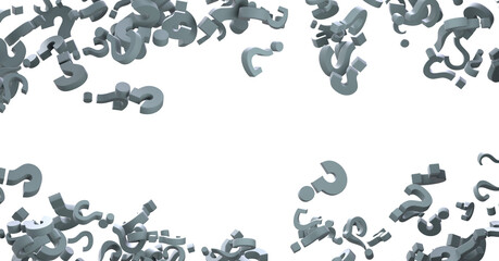colored question marks background concept. 3D Rendering.