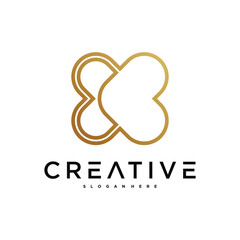 Creative abstract initial letter X logo design. Preamium Vector