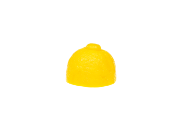 A cut yellow lemon turned over. transparent background