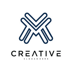 Creative abstract initial letter M logo design. Preamium Vector