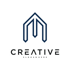 Creative abstract initial letter M logo design. Preamium Vector