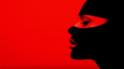 Red and black, vivid, minimalist, pretty face, modern style of red and black, beautiful goddess style charming simple atlas