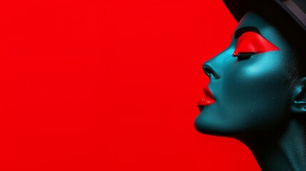 Red and black, vivid, minimalist, pretty face, modern style of red and black, beautiful goddess style charming simple atlas