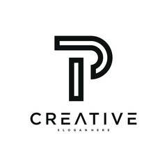 Creative abstract initial letter P logo design. Preamium Vector
