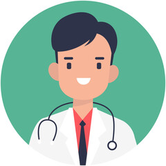Fototapeta premium Man Medical Staff Avatar Isolated on White Background. Flat Vector Character Illustration