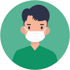 Man Medical Staff Avatar Isolated on White Background. Flat Vector Character Illustration