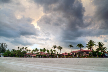 Fototapeta premium Cenang Beach at sunset,Langkawi’s most popular and longest stretch of sands,Langkawi Island,Malaysia.