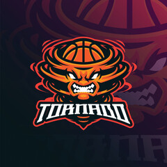 Tornado mascot logo design vector with modern illustration concept style for badge, emblem and t shirt printing. Tornado basket illustration.