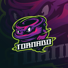 Tornado mascot logo design vector with modern illustration concept style for badge, emblem and t shirt printing. Angry tornado illustration.