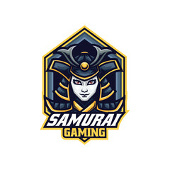 Vector Logo Illustration Samurai E- Sport and Sport Style.