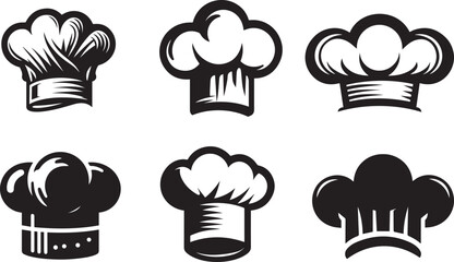 Chef icon set, Black and white vector.