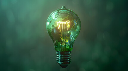 Eco friendly lightbulb from fresh leaves top vie, concept of Renewable Energy and Sustainable Living