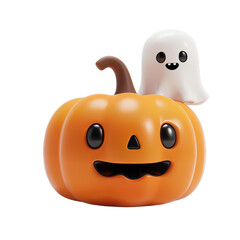 Happy halloween pumpkin on transparent background. Generative ai.