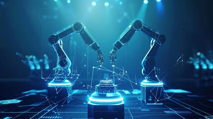 Concept of Futuristic Industry Technology: Neural Networks and AI with Robotic Arms in Virtual Reality