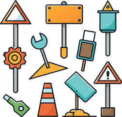 Various types worker's sign colorful vector Art & Illustration