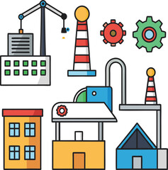 Various types worker's sign colorful vector Art & Illustration