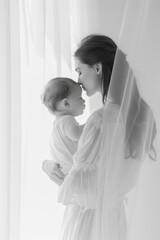 Black and white motherhood concept