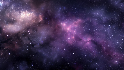 Starry night sky. Glowing stars in space. Galaxy background. Beautiful colorful shining stars universe landscape